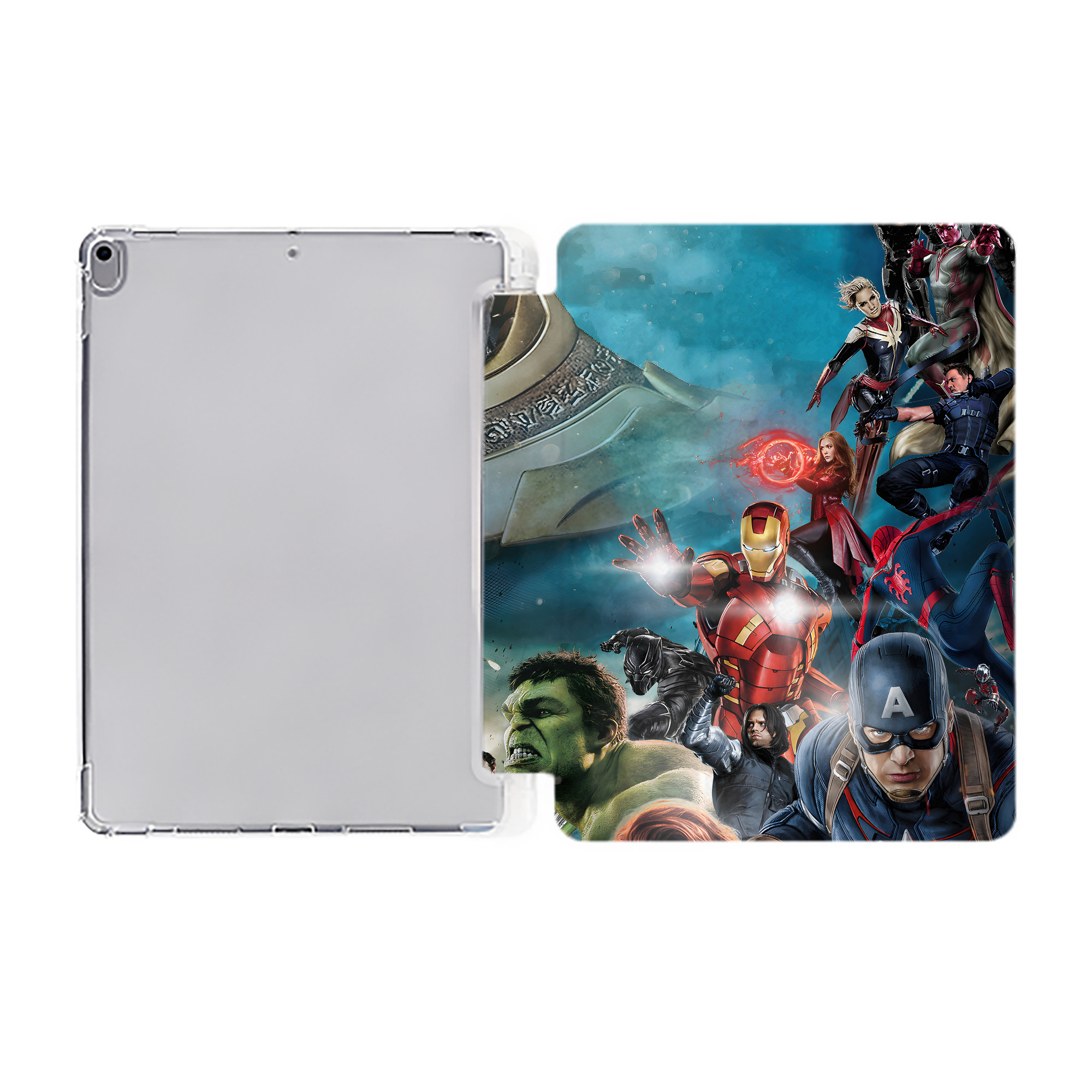 （画像用） アベンジャーズ The Avengers IPad ケース ペン収納付き 三つ折りスタンド PUレザー×シリコン 対応機種9.5/10.5/10.9インチ